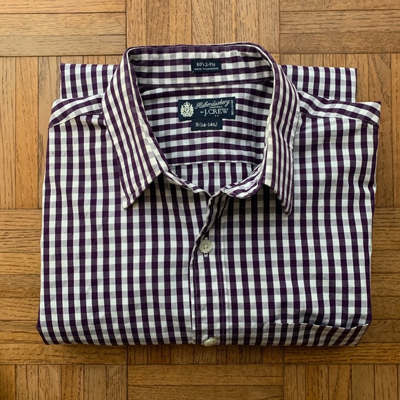 J. Crew Other - Men's J. Crew Check Gingham Purple White Shirt, S